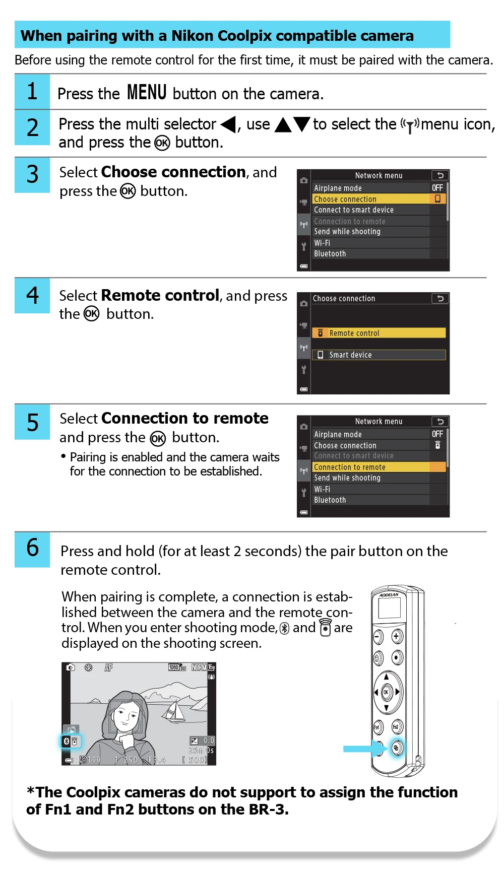 AODELAN ML-L7A Wireless Shutter Release for Z30, Z6 II, Z7 II, Z fc, P1000, P95