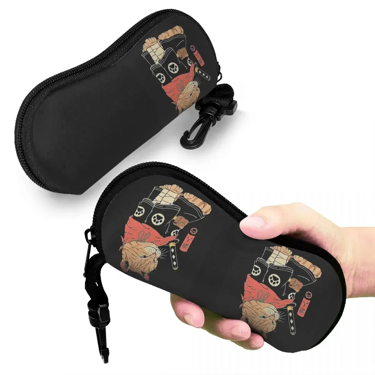 Catana Cats Retro Samurai Yakuza Holder Shell Glasses Case Protective Sunglasses Box Women Men Soft Eyeglasses Bag Pouch