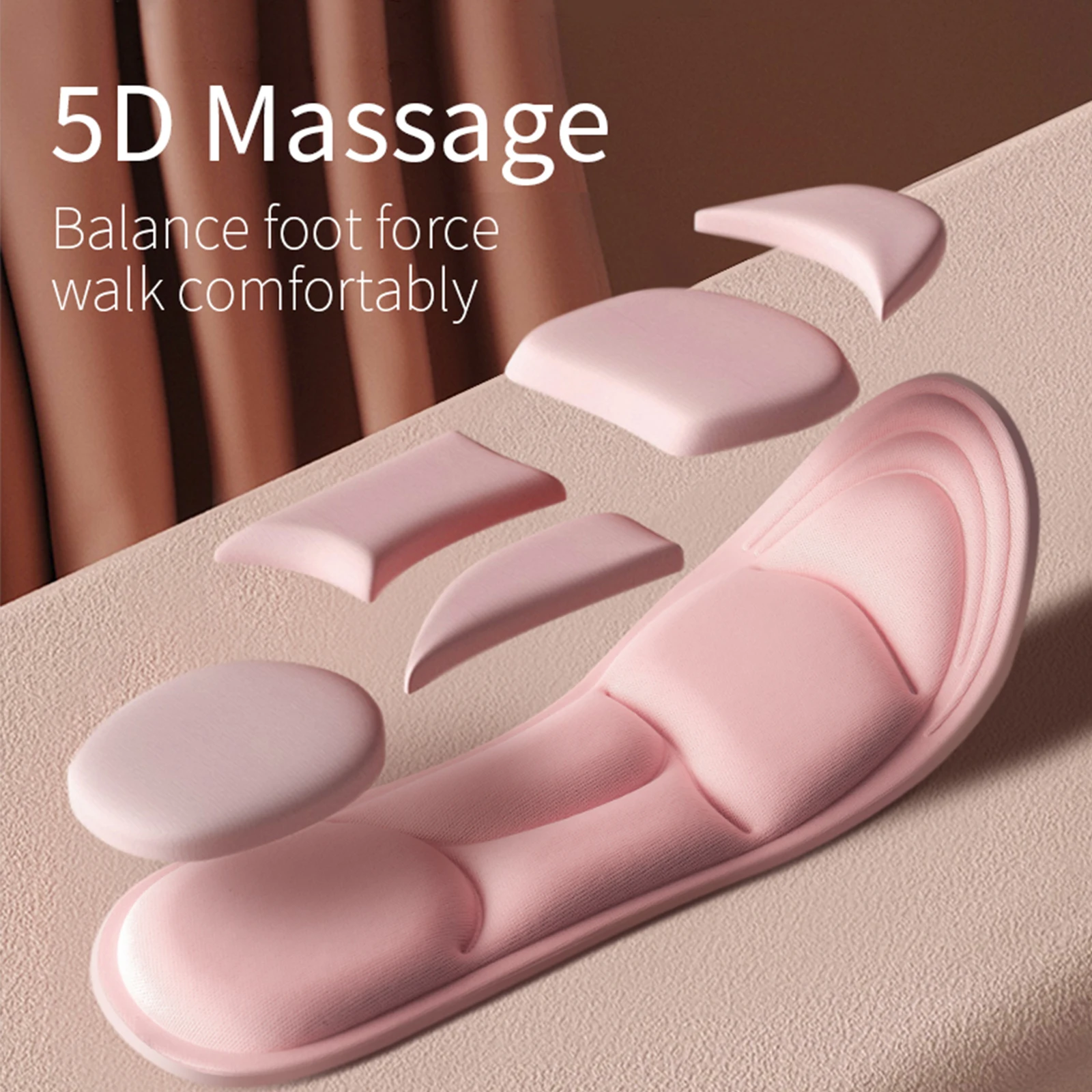 5D Memory Foam Shock Absorbant Sports Insoles Sneaker Women Men Flat Feet Arch Support Massage Plantar Fasciitis, shoe insoles, orthopedic insoles