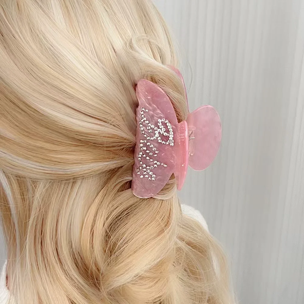 1pcs Bride Hair Claw Clip White Pink Rhinestone Bride Logo Hair Claws Grab Clips Bachelorette Wedding Bridal Shower Party Decor