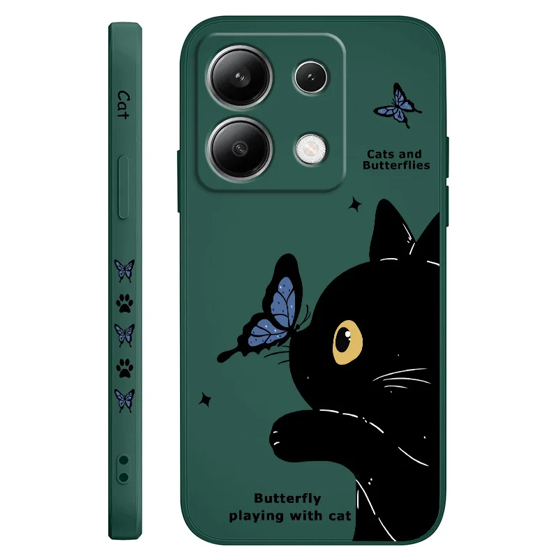 Cat & Butterfly Liquid Silicone Phone Case - Stylish & Durable Cover