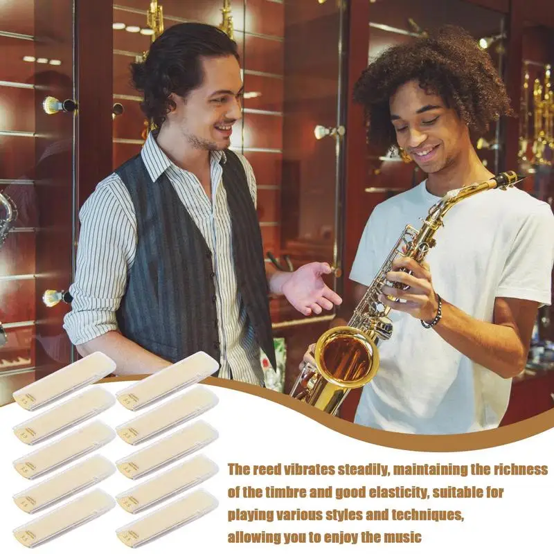Alto Sax Reeds For Beginners 10pcs Natural Saxophone Reeds Natural Reed Saxophone Replacement Accessory For Stage Performance