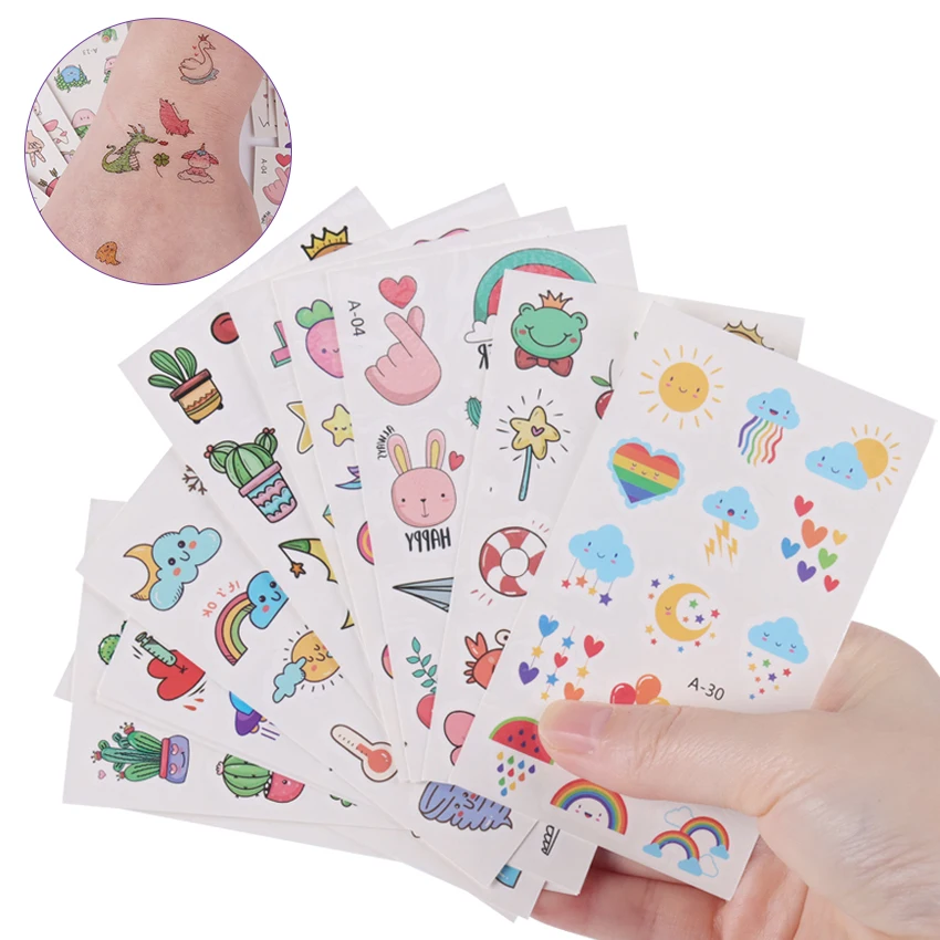 

30Sheets/Set Tattoo Stickers Kawaii Cute Cartoon Line Finger Colorful Neck Foot Tattoo Stickers Little Fresh