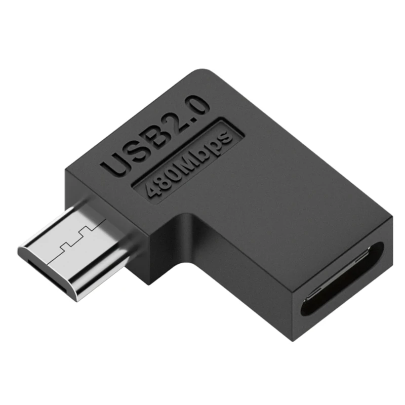 Right Angle Micro USB to Type C Adapter for Laptop and PC Chargers