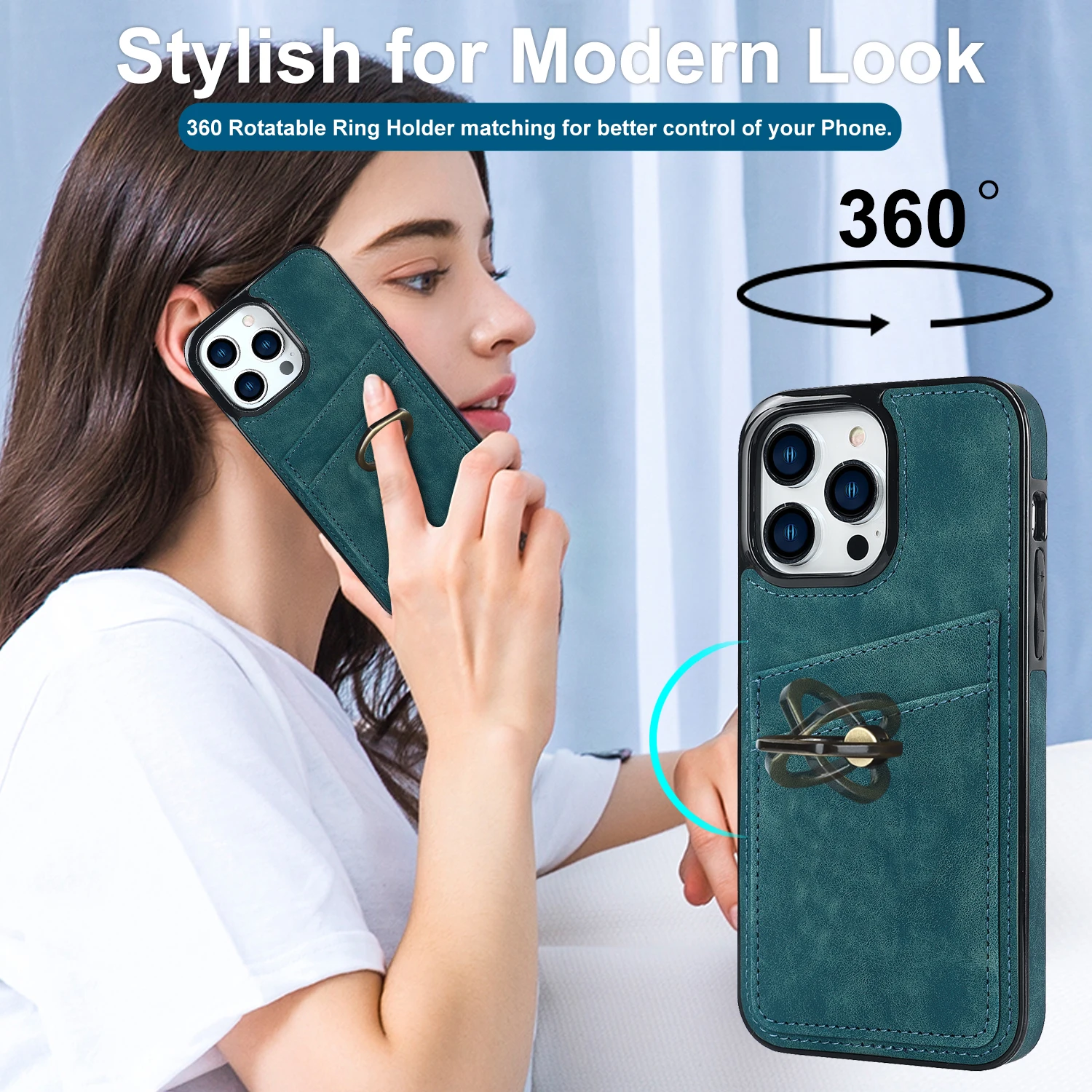 Soft Suede Leather Ring Holder iPhone Case