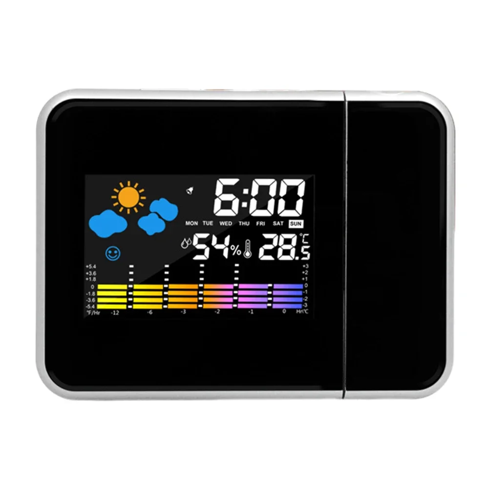 Smart Alarm Clock with Night Backlight Digital LED Projector Adjustable Projection Angle for Home Living Room Bedroom