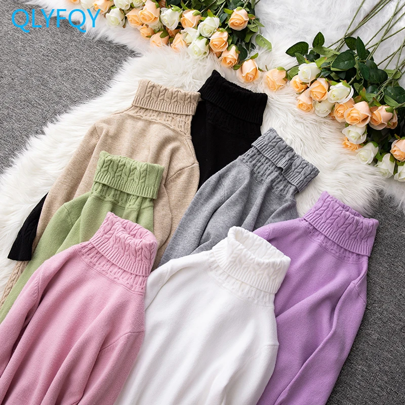 

Turtleneck Winter Sweater Women Elegant Thicken Velvet Lined Warm Sueter Knitted Pullover Slim Tops Jersey Knitwear Jumper New