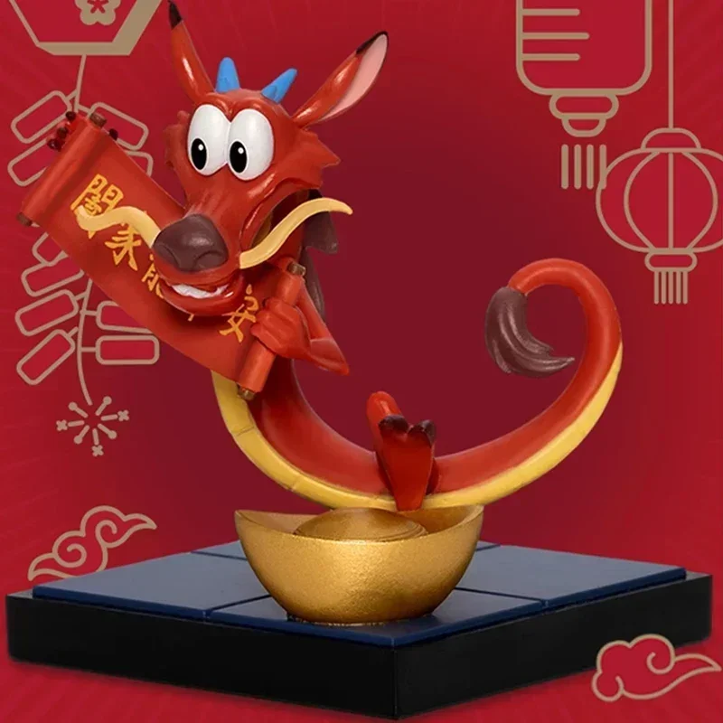 

Disney Q Edition Dragon Mulan Muxu Dragon Action Figure Handmade New Year Figure Tabletop Decor Birthday Gift Collectable Toys