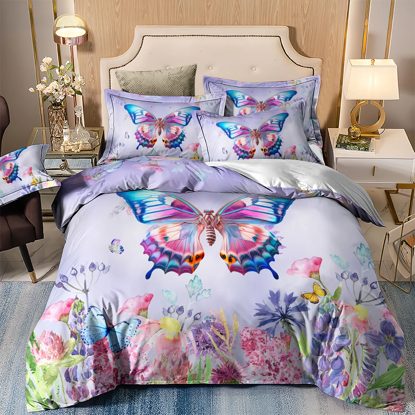 Butterfly Motif Soft Duvet Cover Set – Cozy Bedding for Single, Double & King Beds with Matching Pillowcases