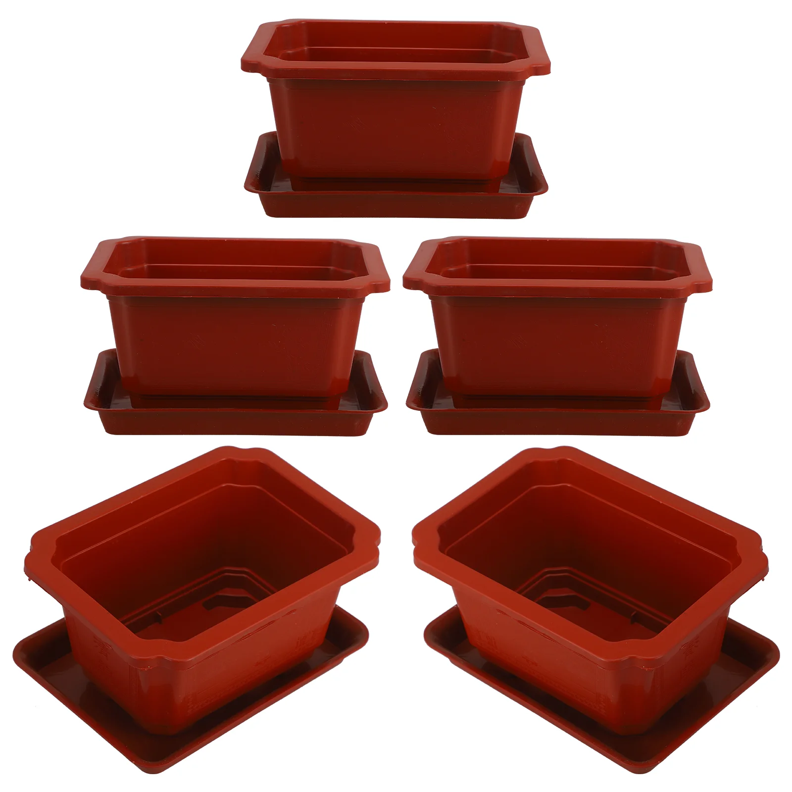 

5 Sets Rectangular Basin Succulent Plants Flowerpot Office Bonsai Tree Pots Plastic Large Planter