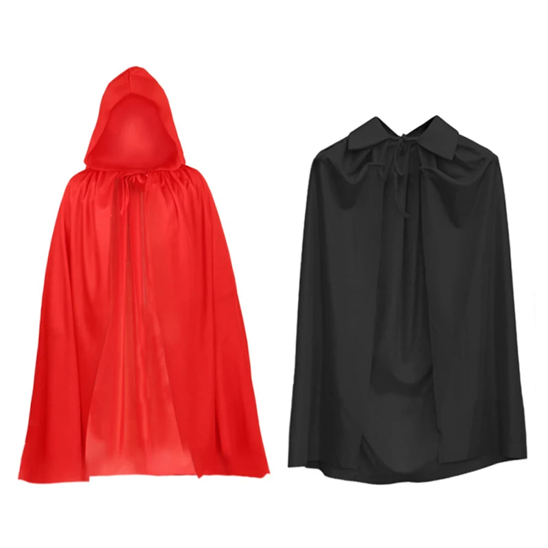 

Halloween Costume For Men Woman Kids Female Girl Boy Adult Death Scary Devil Role Red Black Witch Vampire Long Cape Cloak Hooded