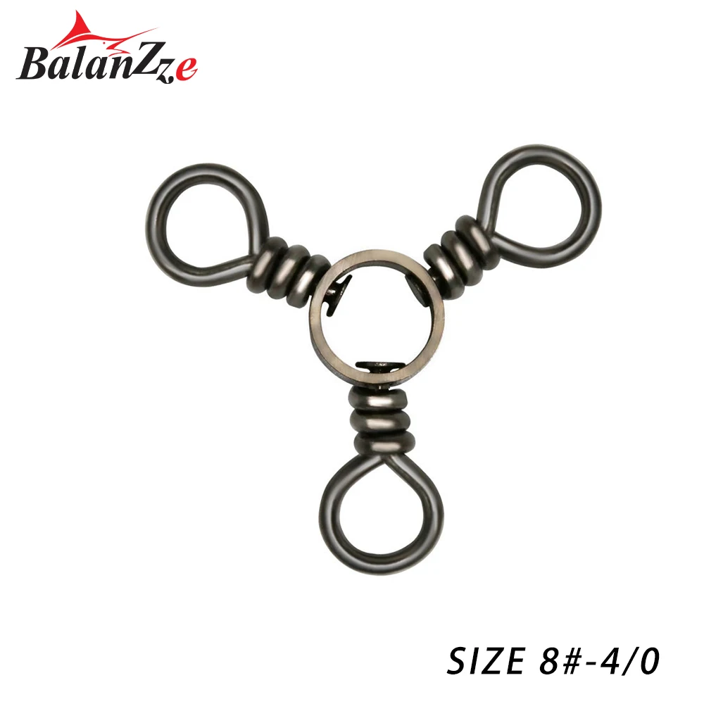 

Balanzze 50pcs Fishing Swivel 3 Way Connector Triangle Joint Swivels Fishhooks Lures Connector Barrel Swivels Stainless Steel