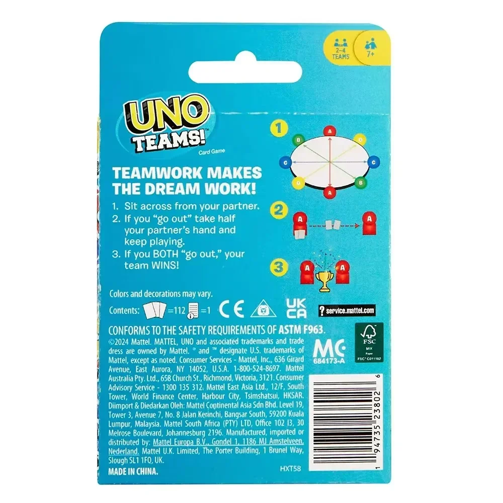 Uno TEAMS! Game Board Games UNO Cards Table Family Party Entertainment UNO Games Card Toys Children Birthday gift 6