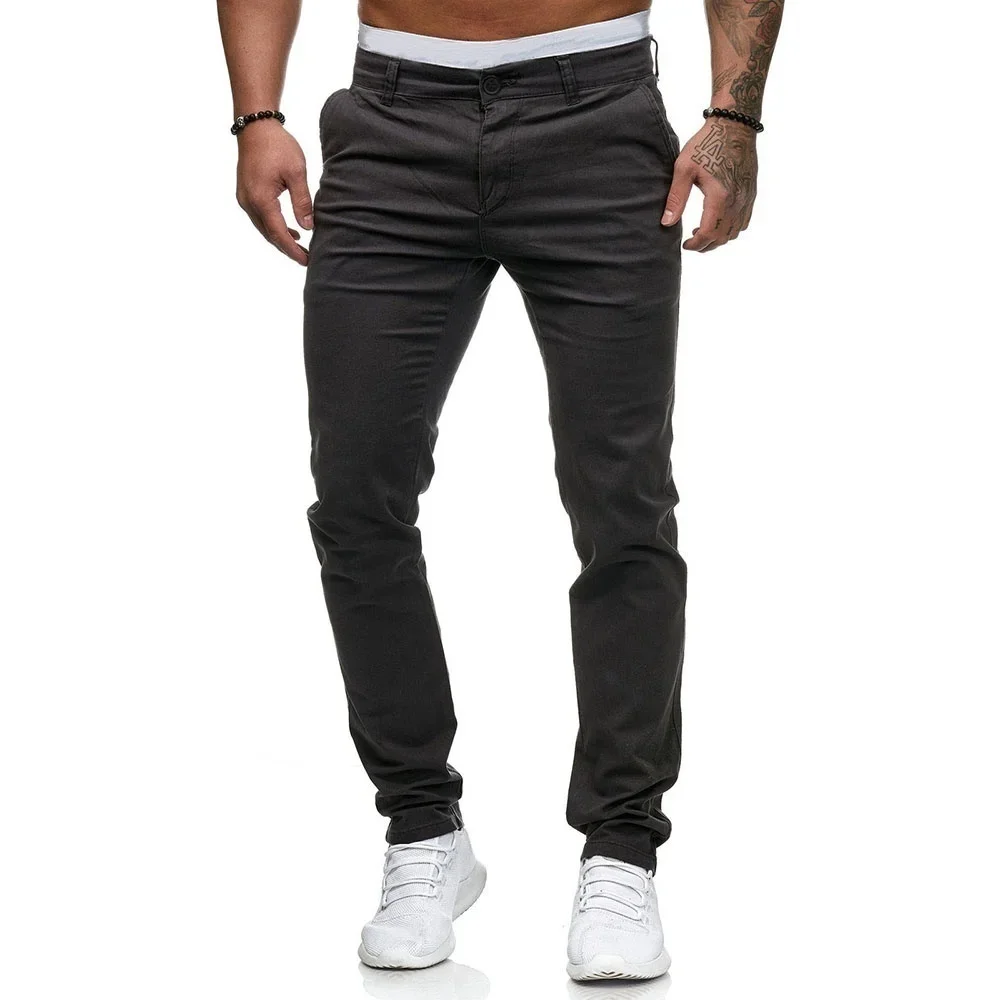 Men's Business Trousers Formal Work Pants Slim Straight Leg Casual