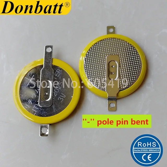 Soldering tabs CR2025 3V Lithium Coin Cell Battery with Pins/Tabs, Horizontal Flat Mounting Type 