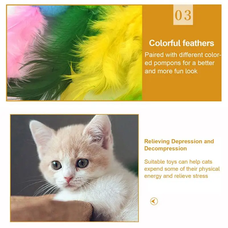 Cat Interactive Toy Feather Teaser Stick Wand Pet Retractable Feather Bell Refill Replacement Catcher Product for Cat Exercise