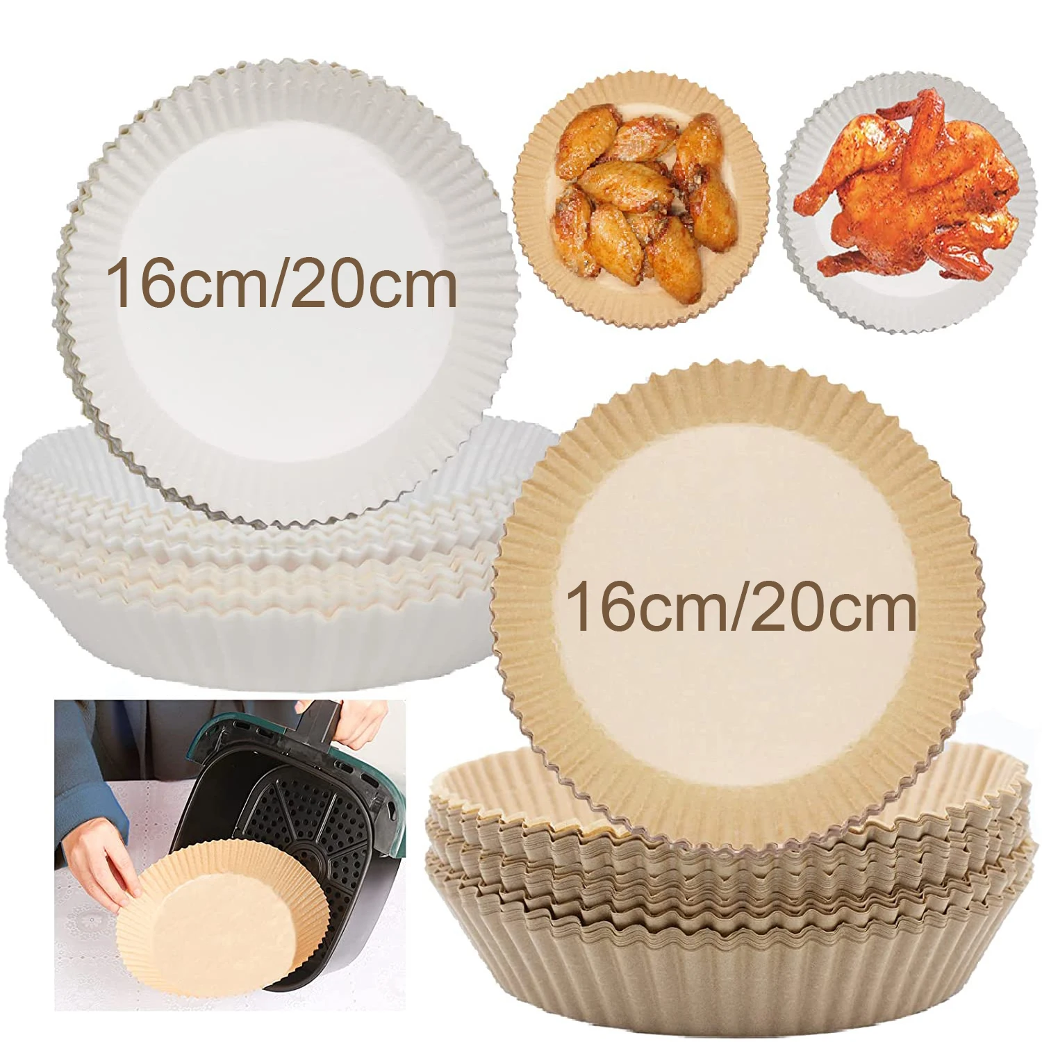 

50pcs Round Air Fryer Parchment Paper Liners Sheets Without Oil Nonstick Disposable Liner for Airfryer, Oven, Baking Accessories