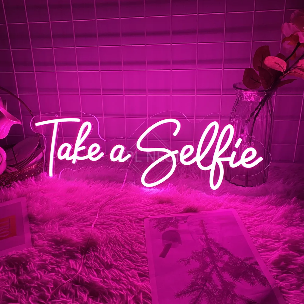 Take A Selfie Neon Sign LED Lights Aesthetic Room Bedroom Decor Wall Art Atmosphere Neon Light Cafe Bar Club Shop Night Lights