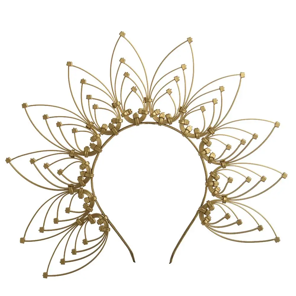 Halo Crown Spike Headpiece Goddess Sunburst Plastic Gold Met Gala Angel Goth Cosplay Accessories costume headband