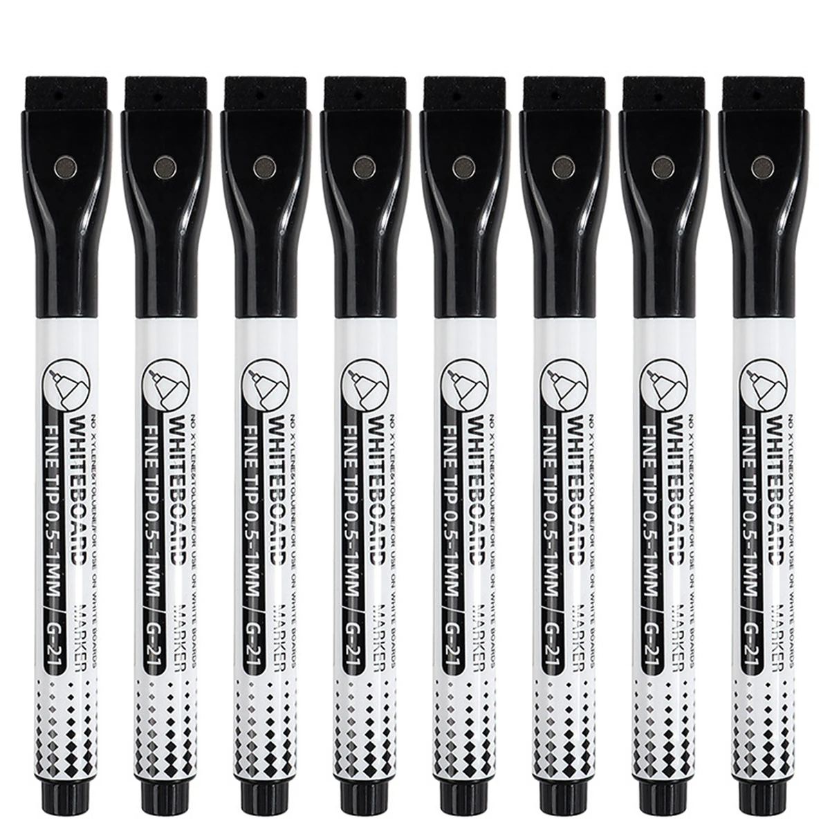 8pcs 0.5mm Magnetic Dry Erase Markers Color/Black Whiteboard Marker Pen Office School White Board Stationery Extra Fine Pens marker pens