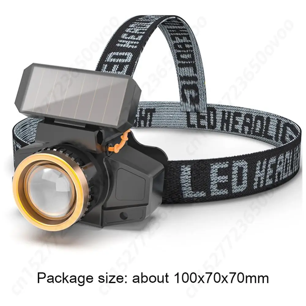 Head-Mounted Flashlight Torch Solar USB Rechargeable Head Light Waterproof for Fishing Running Camping Supplies