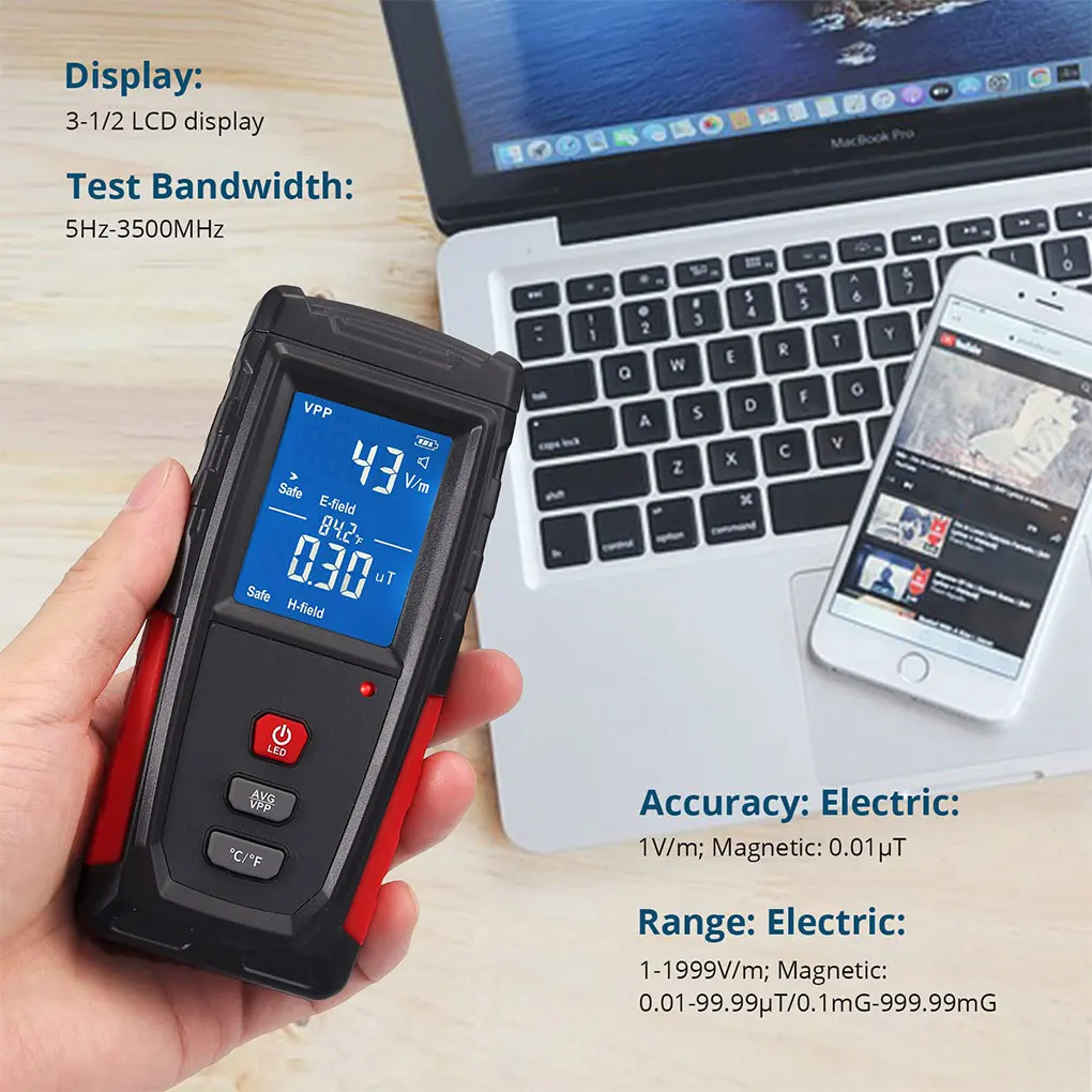 

EMF For Monitoring Radiation Levels Radiation Portable EMF LCD Easy For Radiation Meter Sensor For Magnetic Radiation