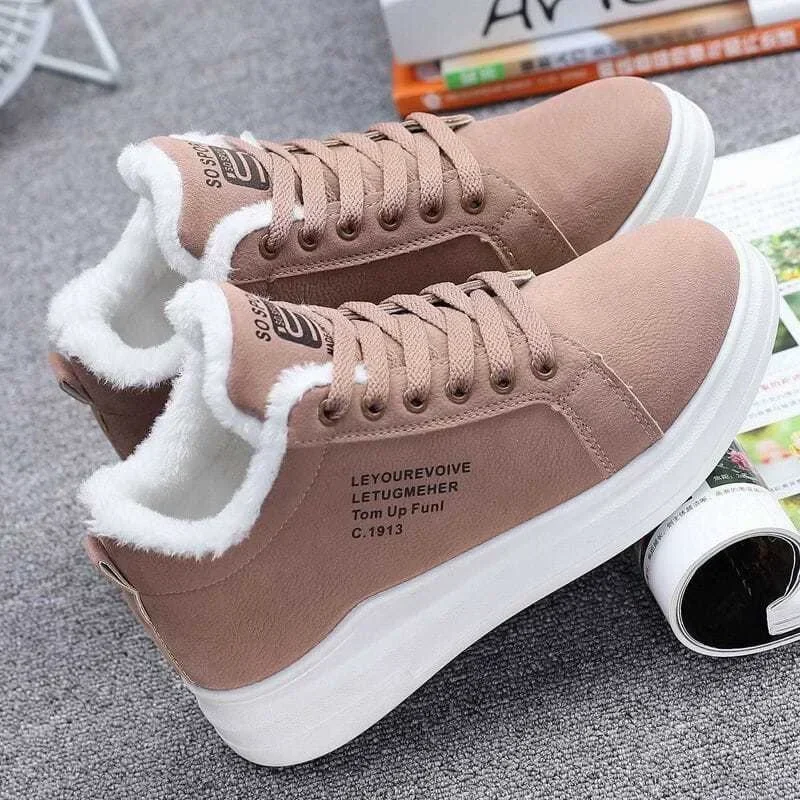Women's Shoes Winter Warm Fur Plush Women's Casual Shoes Lace Up Thick Soled Shoes Fashionable Sports Shoes Zapatos De Mujer 1