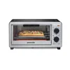 4 Slice Multi-Function Countertop Toaster Oven with Bake Toast Broiler 1100W Timer Auto-Shutoff Bake Pan Oven Rack Stainless 1