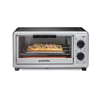 4 Slice Multi-Function Countertop Toaster Oven with Bake Toast Broiler 1100W Timer Auto-Shutoff Bake Pan Oven Rack Stainless 1