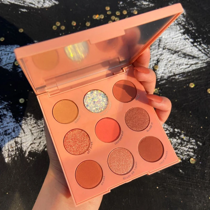 Red Glitter Mate Eyeshadow Pallete 9 Color Eyeshadow Palette Glitter Shiny Sequins Eye Pigments Colorful Eyes Makeup Cosmetics