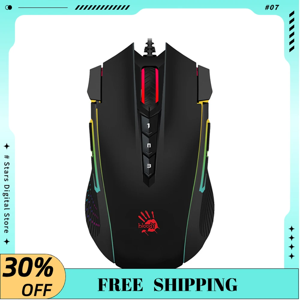 

Bloody J90s Wired Gaming Mouse RGB Low Delay Ergonomics PMW3325 Sensor Light Black LOL Csgo Macro Programming PC E-sports Mouse