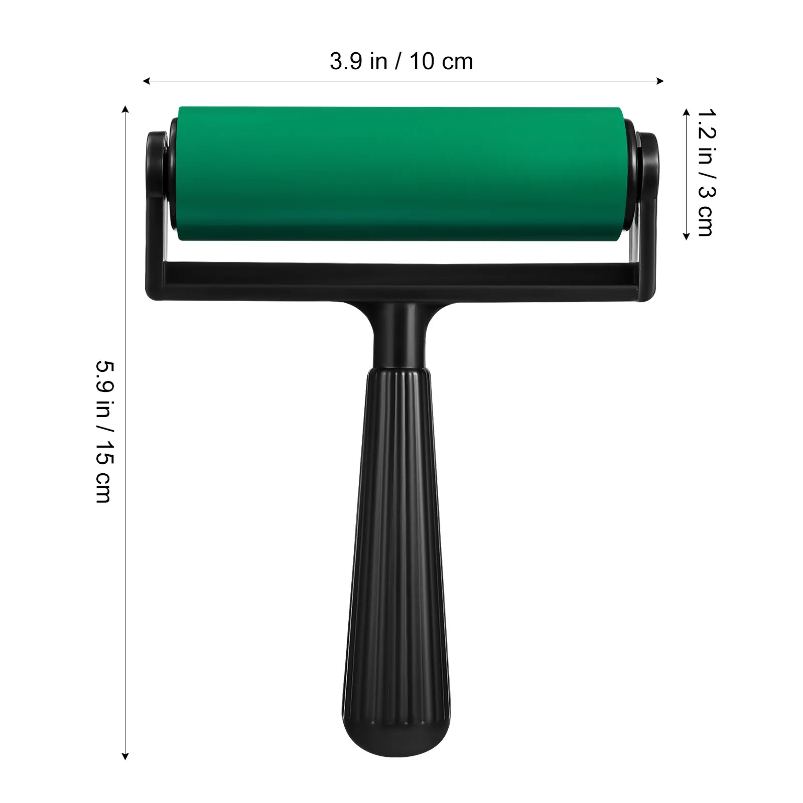 10cm 평평한 부드러운 고무 롤러, 인쇄술, 스크랩북킹, 스탬핑, 벽지, 잉크 펴기, 공예 프로젝트용, 녹색