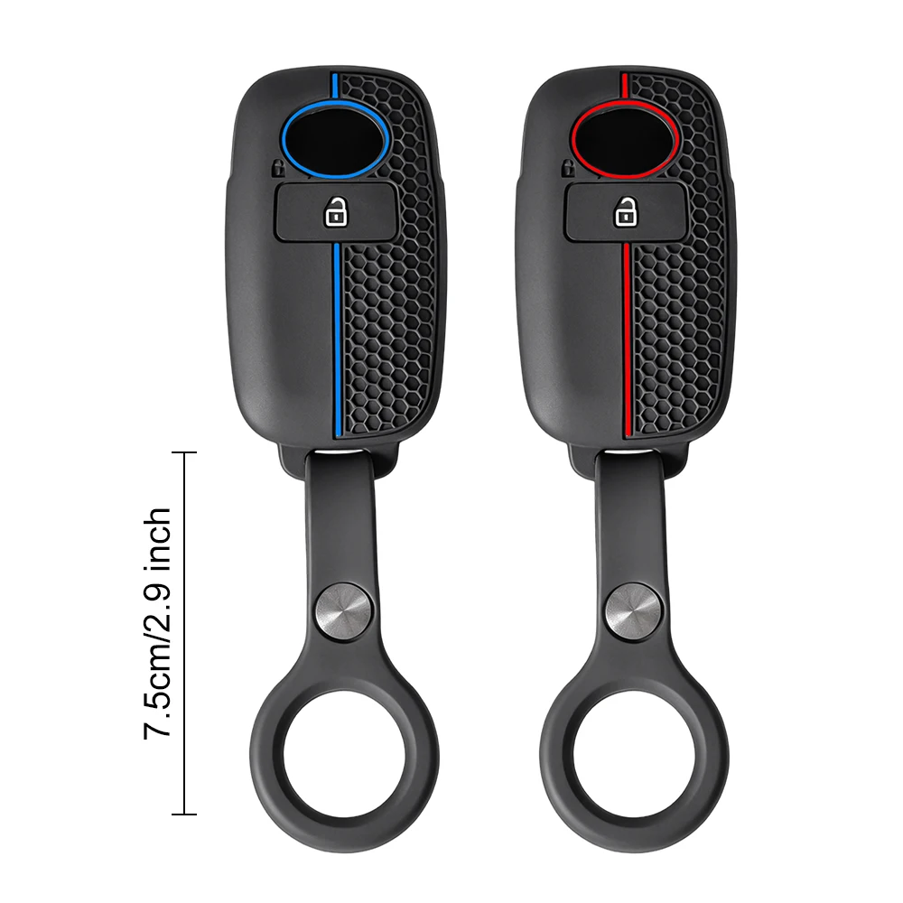 Silicone Car Remote Key Case and Keychain Accessory - 2-Button FOB Shell