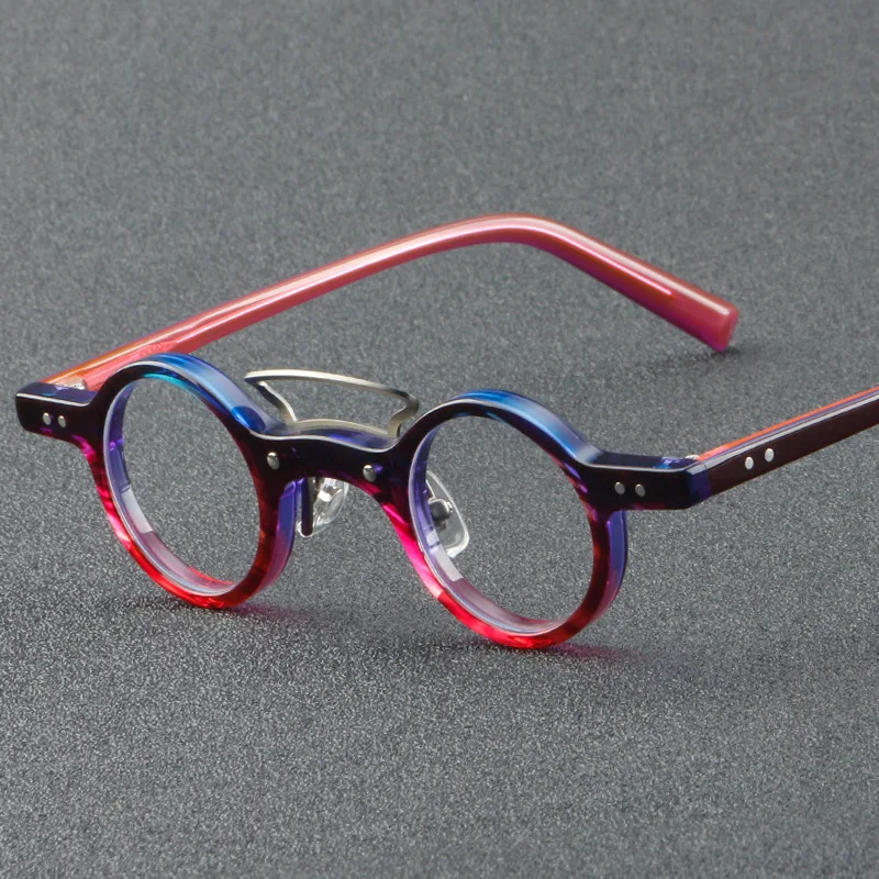 

Handmade Retro Round Eyeglasses Vintage Acetate Eyewear Frames Street Photography Myopia Spectacle Female Male Glassess