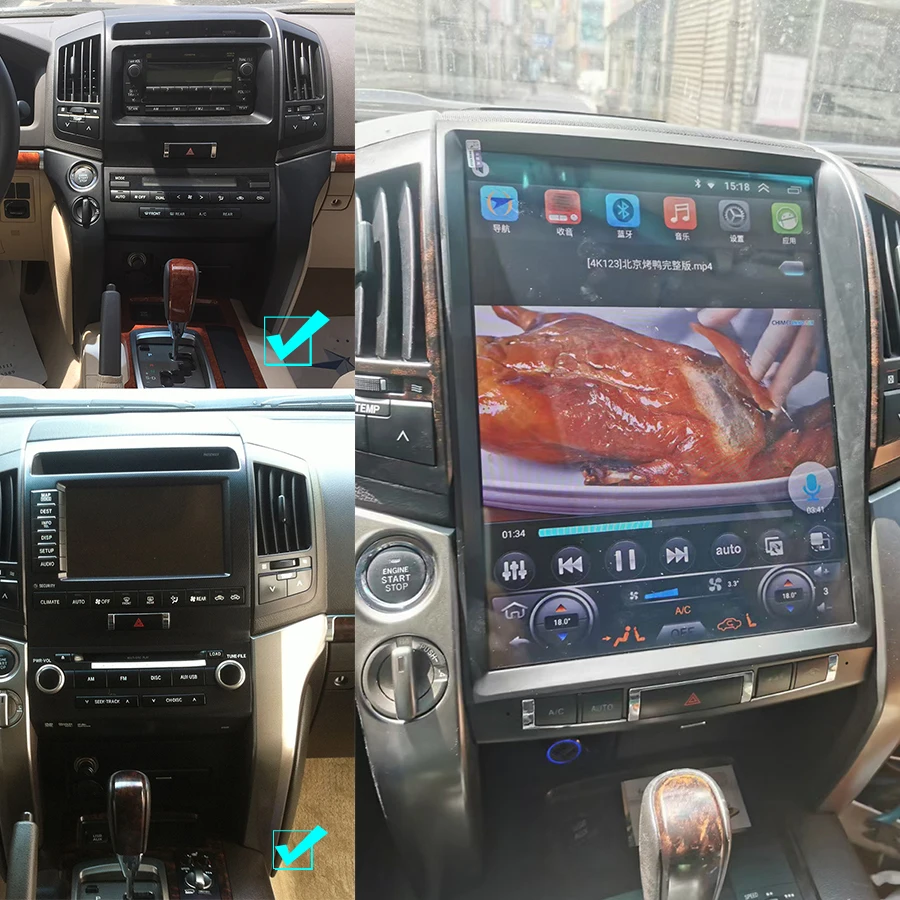 Головное устройство с экраном 15 6 дюйма Тесла для Toyota Land Cruiser 200 LC200 2008-2019 Android 11