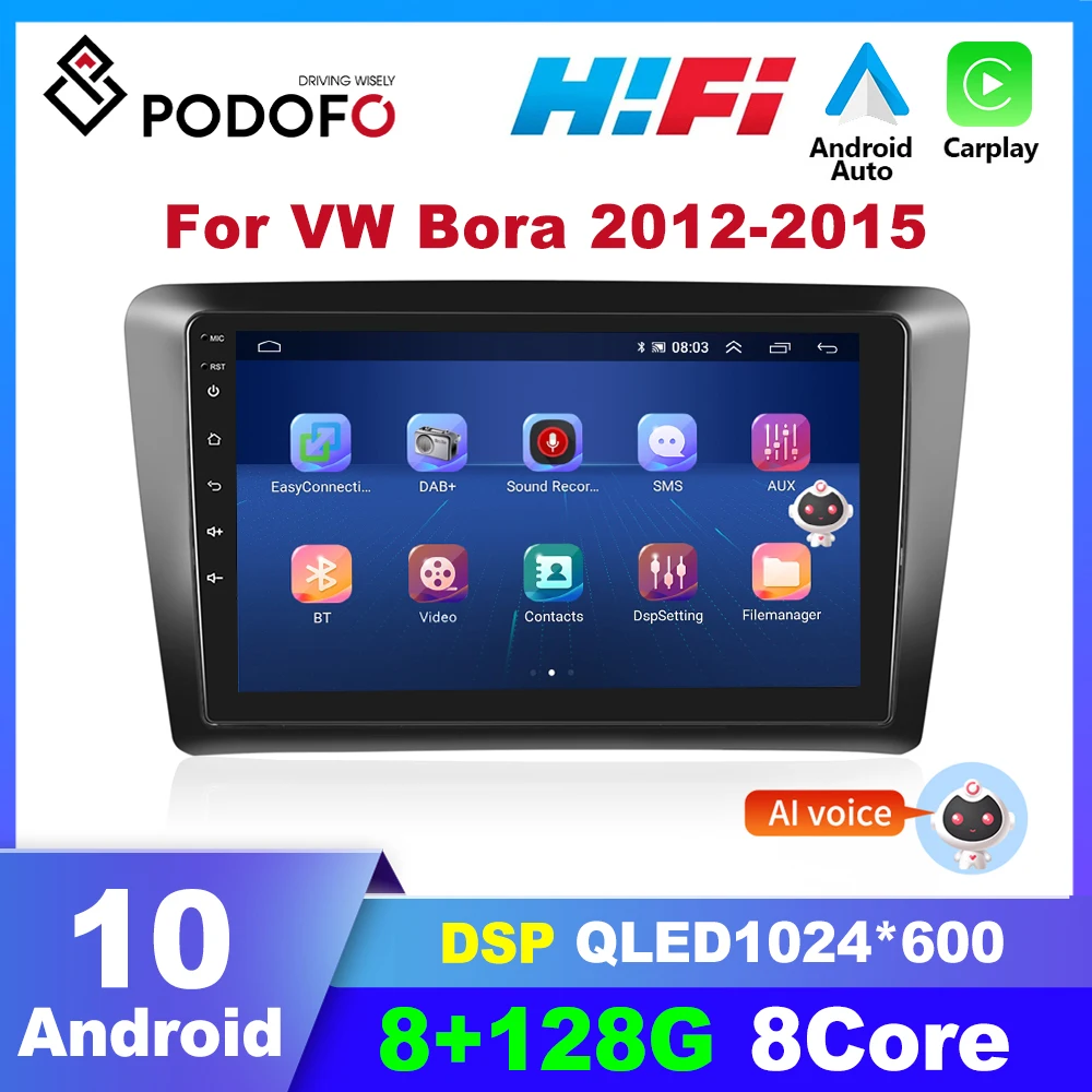 

Podofo 2 Din Android Car Radio For VW Volkswagen Bora 2012-2015 Multimidia Video Player Carplay Autoradio Audio GPS Navigation
