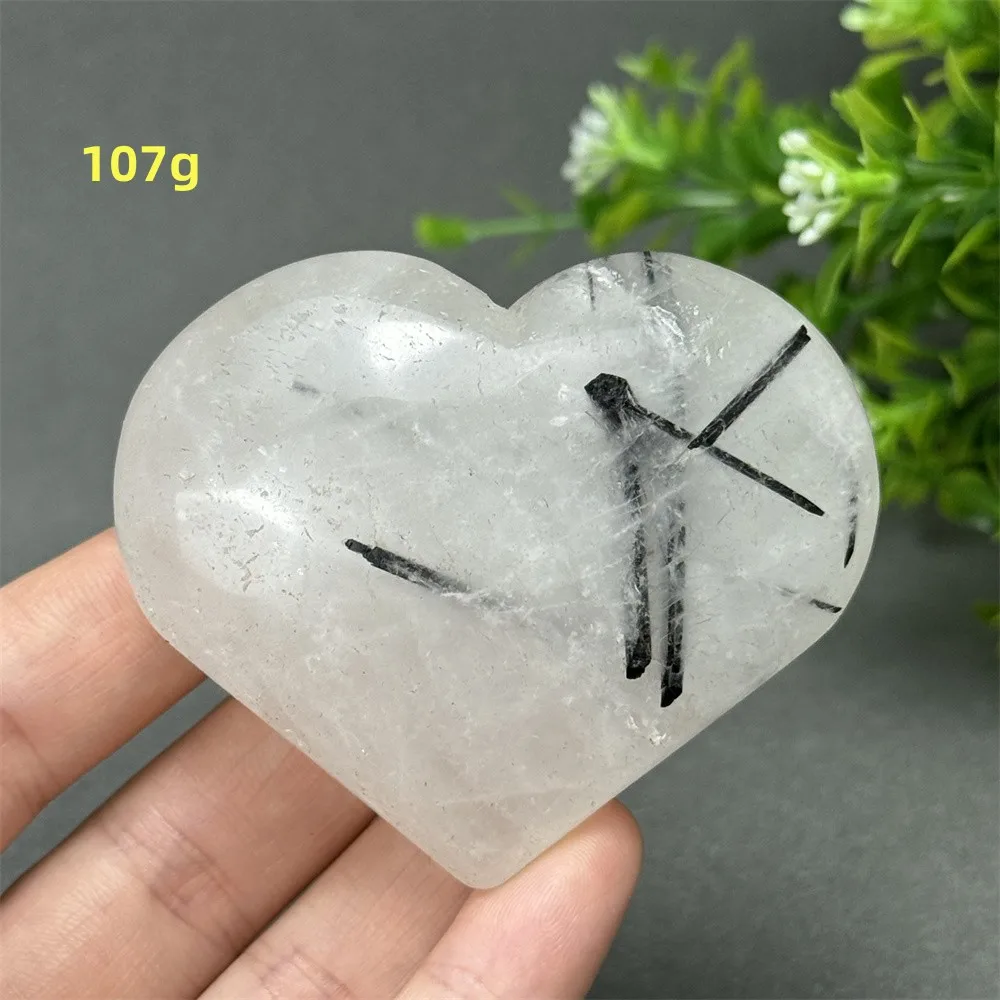 White Clear Crystal With Black Lines Tourmalated Quartz