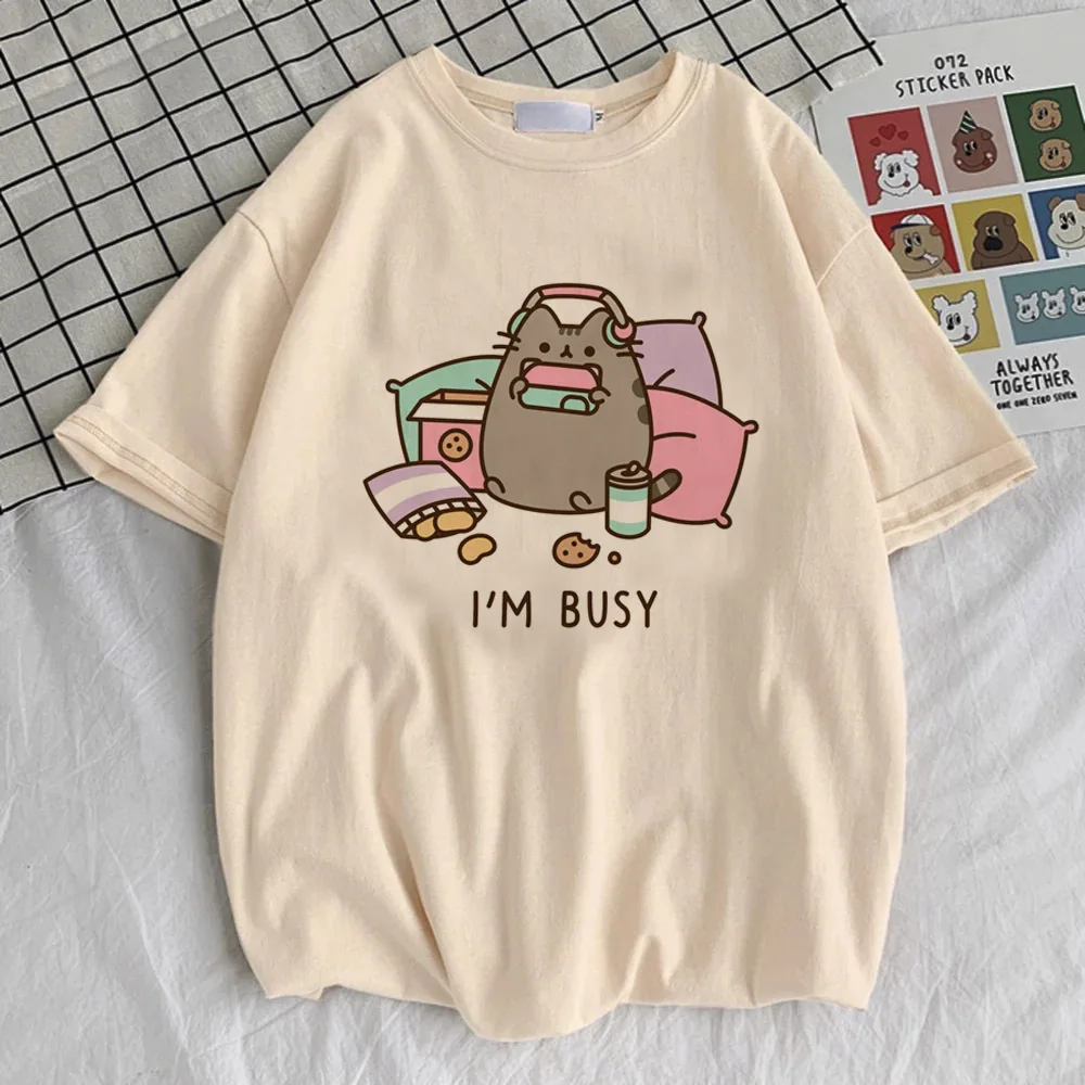 Cartoon Pusheen Cat Clothing Pusheen Rainbow Womens White Cropped