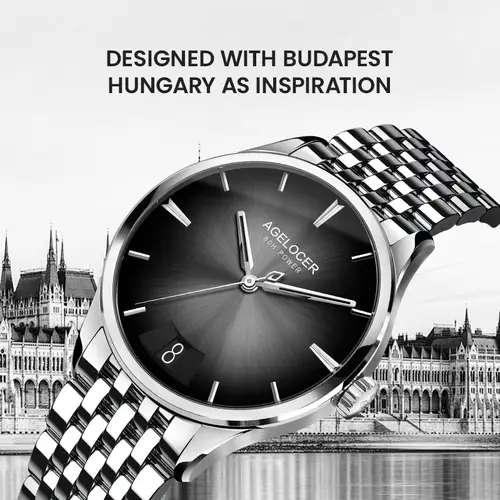 AGELOCER Original Budapest Watch Steel Strap Men's Business Dress Big Calendar Automatic Mechanical Watch Birthday Gift for Men - Image 2