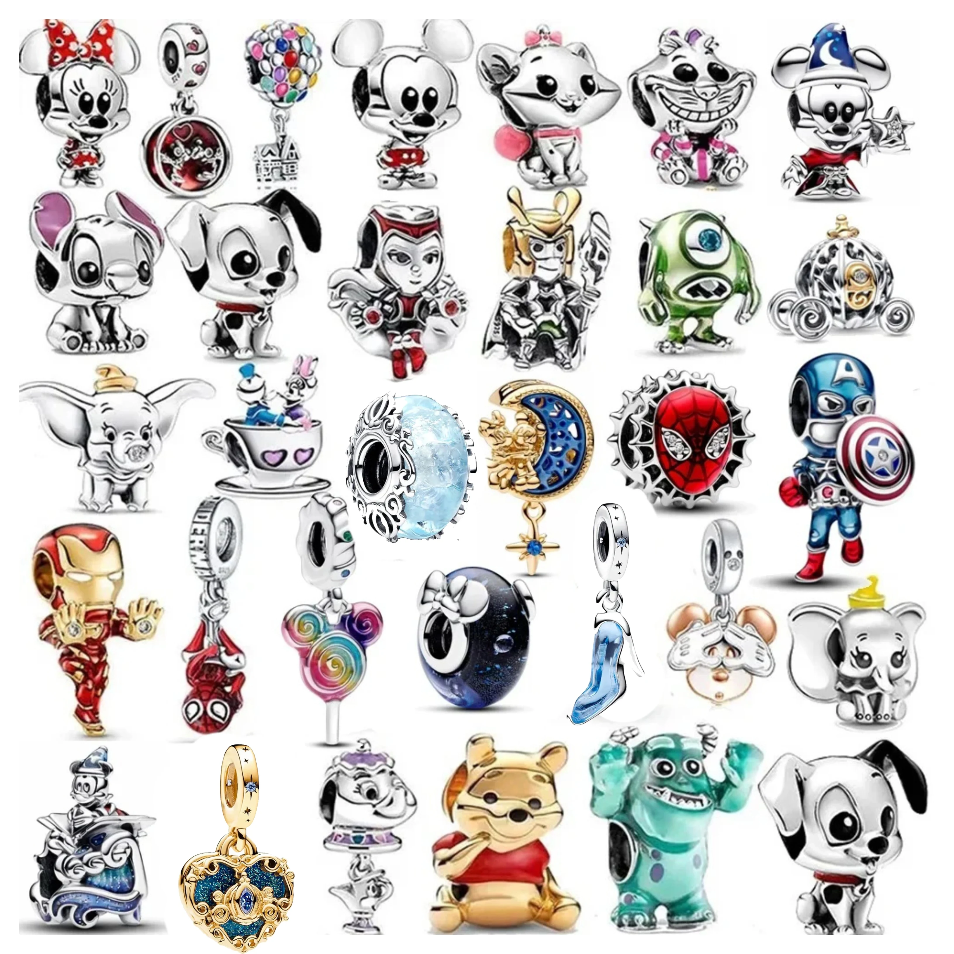 Gioielli In Argento Sterling 925 Herocross Disney Cenerentola Dumbo Mickey Minnie Lollipop Charm Bead Fit Bracciale Pandora Originale