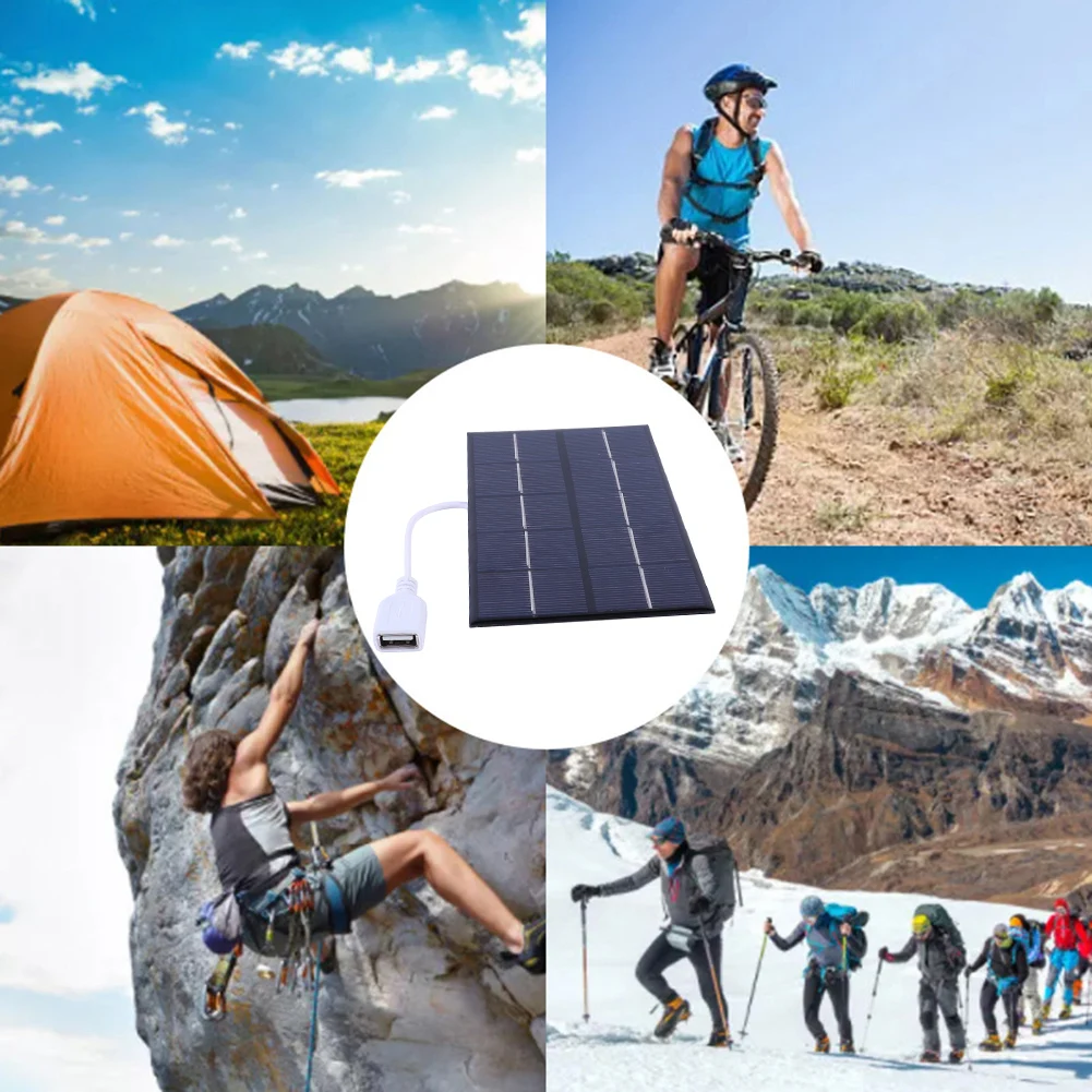 5W 5V Solar Cell Panel Polysilicon USB Photovoltaic Cells Solar Plate for 3-5V Battery/Phone Charging for Outdoor Camping