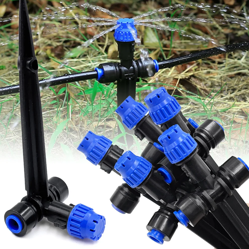 180 ° Biegsame Verstellbare Sprinkler 8-Loch-Tropfer mit Erdspieß Schnell-Einsatz-Verriegelungssprüher Gartenbewässerung Zubehör