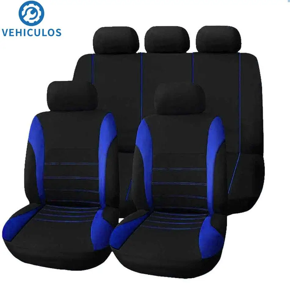 Capas de assento de carro tamanho universal apto para a maioria dos carros suv caminhão van acessórios do carro capas de assento interior preto azul para carro conjunto completo