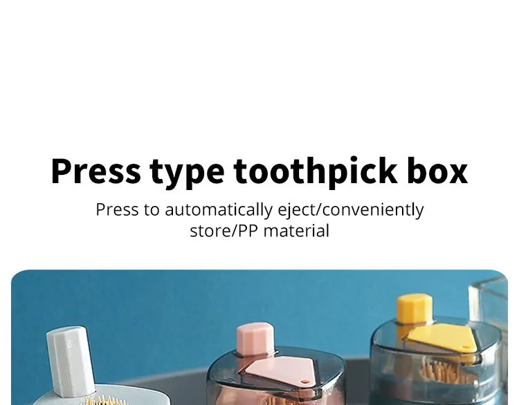 Description Picture 2 of itemSingle Toothpick Holder Pressed Automatic Toothpick Holder Kitchen Restaurant Desktop Organizer Dental Cleaning Tools