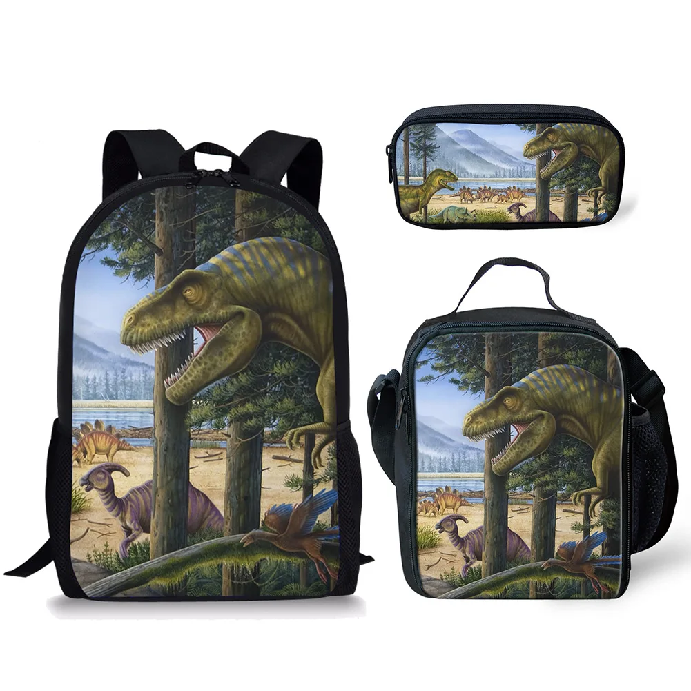 Popular Youthful Dinosaur Pterosaur 3D Print 3pcs/Set Student Travel bags Laptop Daypack Backpack Lunch Bag Pencil Case