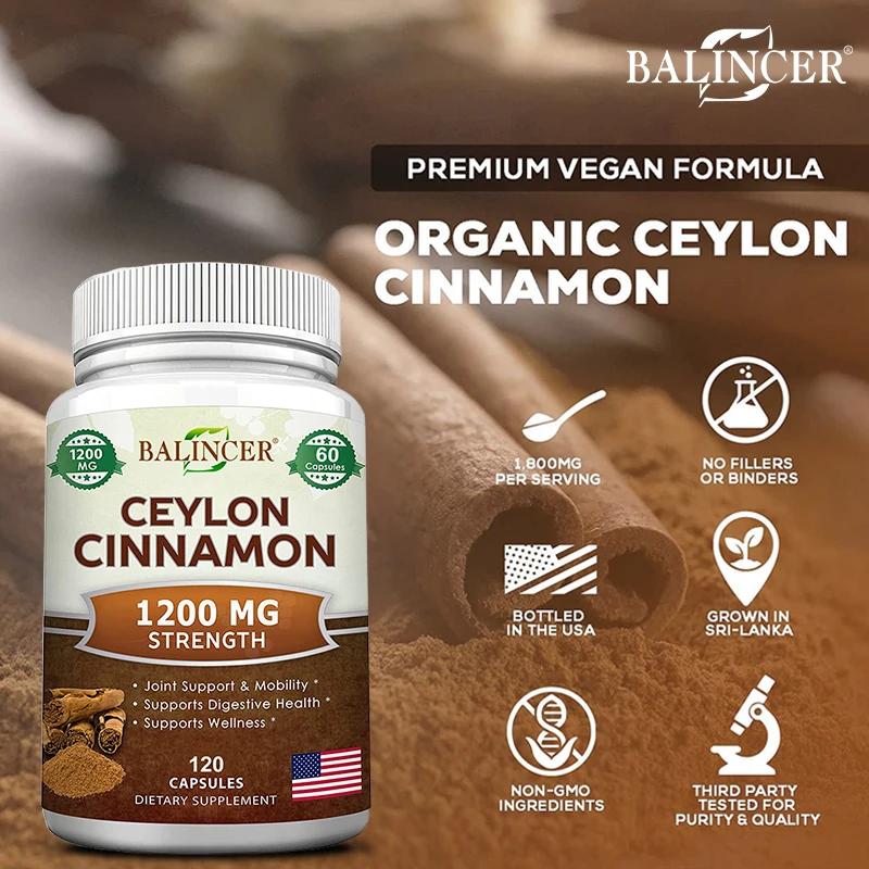 Ceylon Cinnamon Capsules Supports Healthy Blood Sugar Levels Blood Circulation and Joint Mobility Maintains Metabolism
