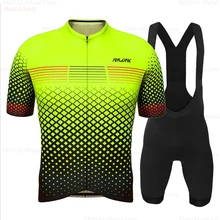 Raudax-Ropa de Ciclismo para Hombre, Jersey fluorescente de manga corta, pantalones cortos de triatlón, uniforme de bicicleta, 2022