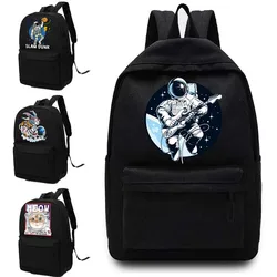 Canvas Backpacks Women Shoulders School Bag Astronaut Pattern Printed Casual Backpack Designer Laptop Backpack Unisex Sport Bags