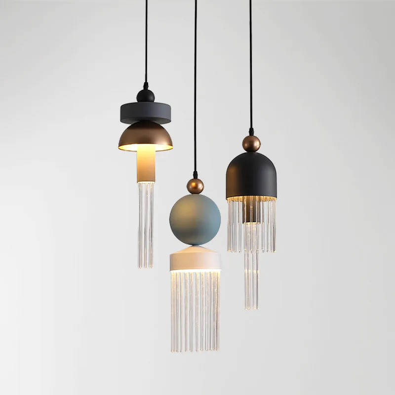 Creative tassel chandelier Nordic minimalist hotel living room bedroom bedside dining room combination light luxury chandelier