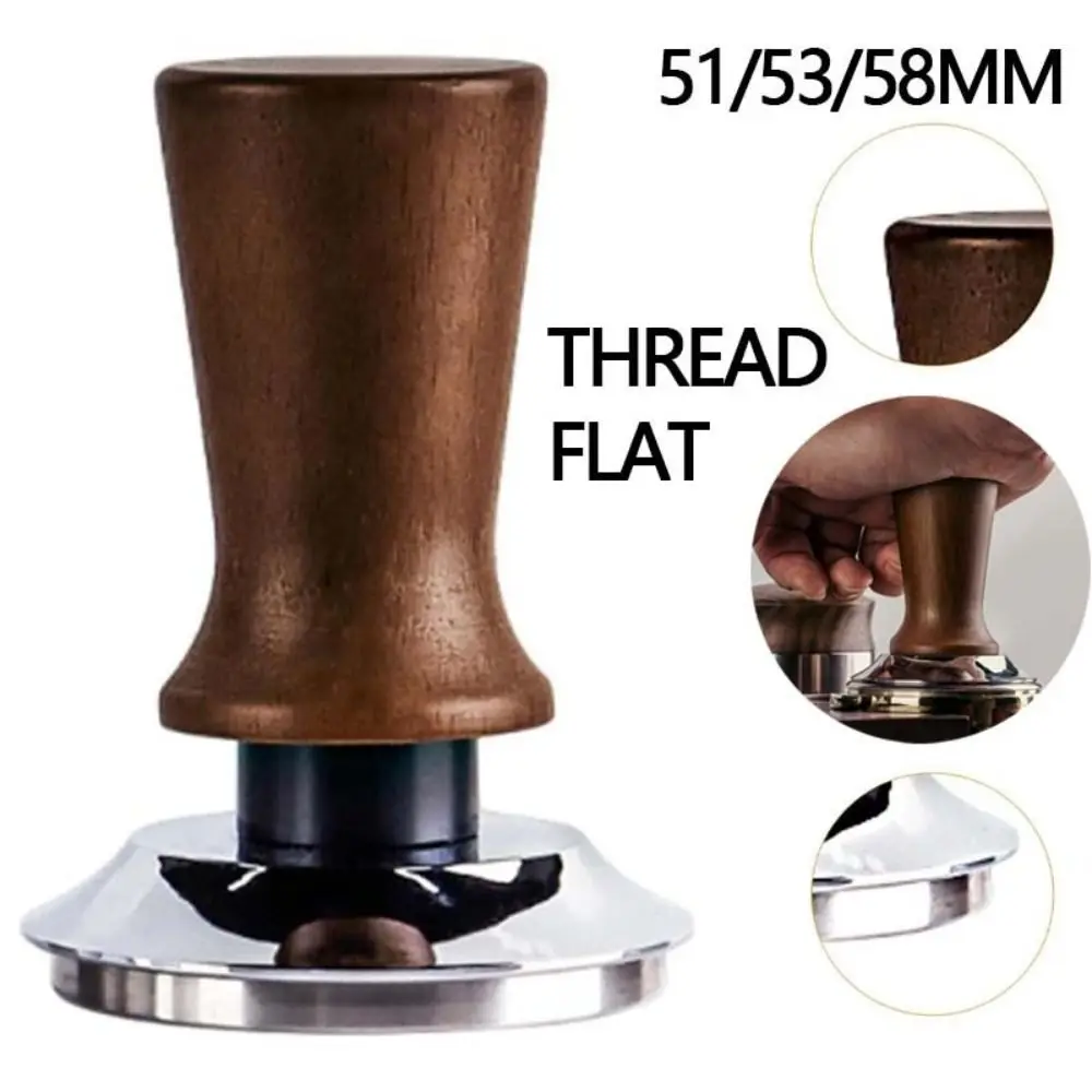 Portable 51/53/58MM Coffee Tamper Stainless Steel Base Wooden Handle Pressure Hammer Durable DIY Coffee Tool Espresso Making
